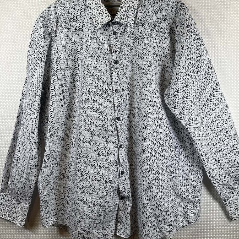 Christian Lacroix Blue Modern Americana Geometric Print Button Up Shirt